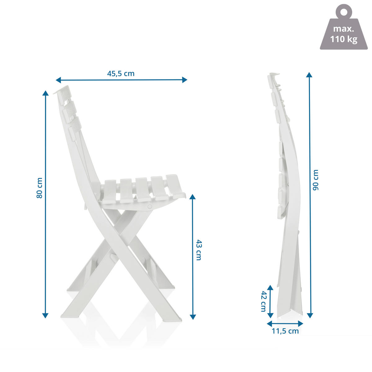 KLAPPSTUHL Weiß  - Weiß, MODERN, Kunststoff (42/80/45,5cm) - MID.YOU