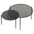 COUCHTISCHSET ESG 70/70/42 cm rund Grau, Schwarz  - Schwarz/Grau, Design, Glas/Metall (70/70/42cm) - Carryhome