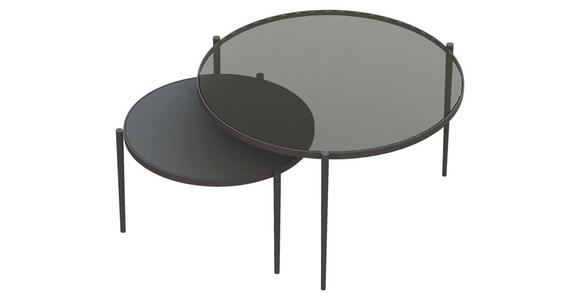 COUCHTISCHSET ESG 70/70/42 cm rund Grau, Schwarz  - Schwarz/Grau, Design, Glas/Metall (70/70/42cm) - Carryhome