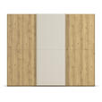 SCHWEBETÜRENSCHRANK 270/223/68 cm 3-türig Eichefarben, Champagner  - Champagner/Eichefarben, Design, Glas/Holz (270/223/68cm) - Novel