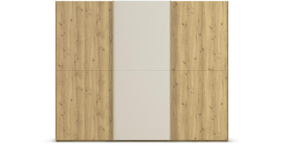 SCHWEBETÜRENSCHRANK 270/223/68 cm 3-türig Eichefarben, Champagner  - Champagner/Eichefarben, Design, Glas/Holz (270/223/68cm) - Novel