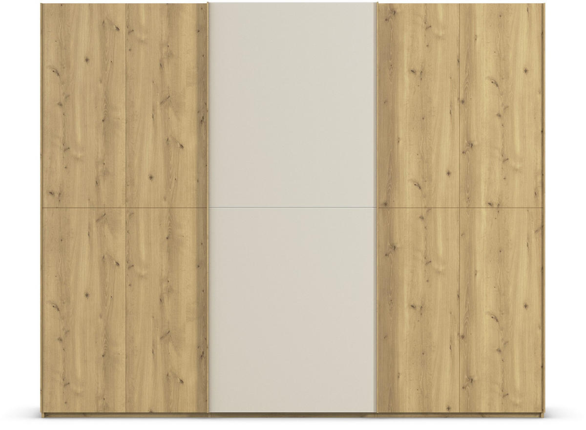 SCHWEBETÜRENSCHRANK 270/223/68 cm 3-türig Eichefarben, Champagner  - Champagner/Eichefarben, Design, Glas/Holz (270/223/68cm) - Novel