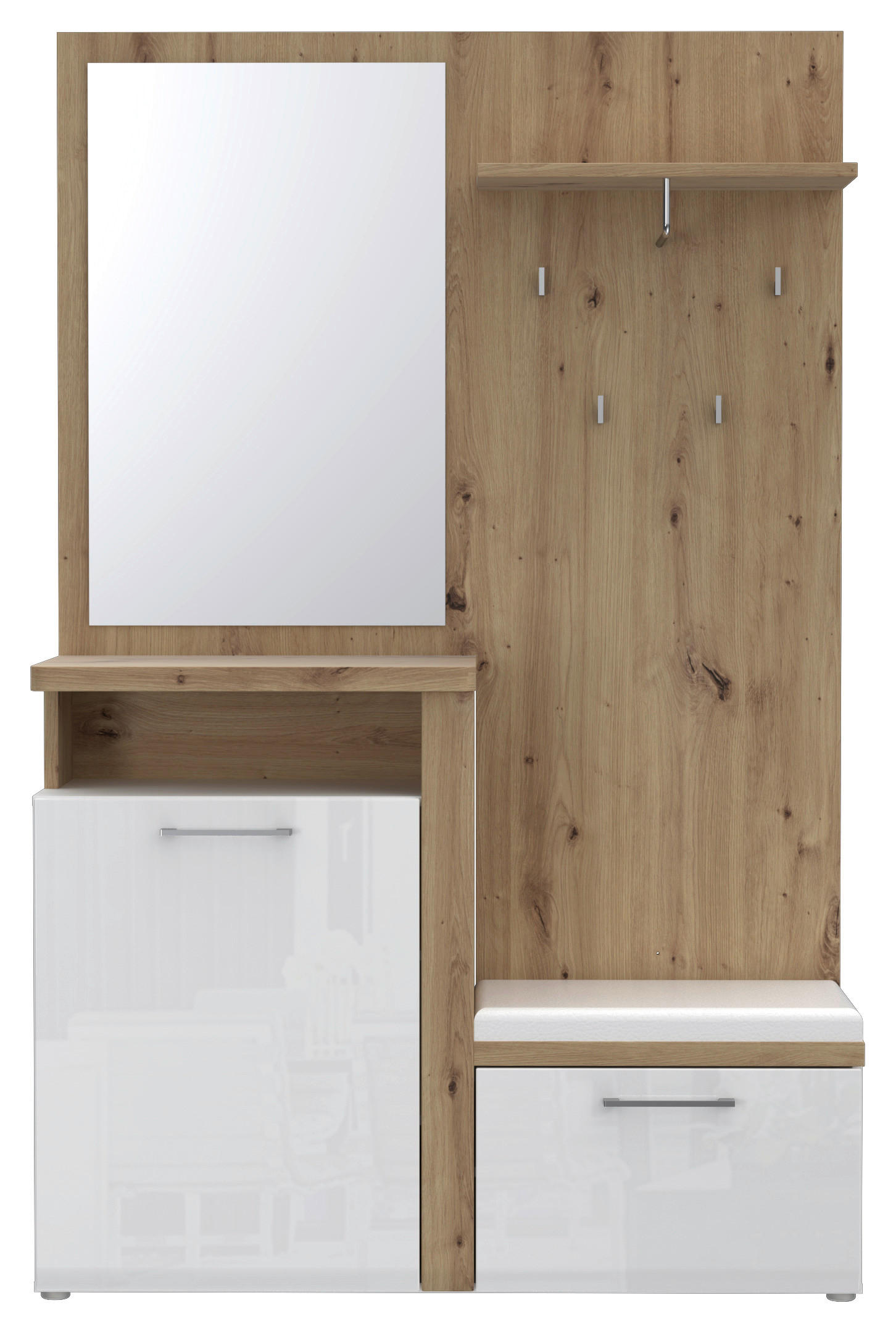 Mid.you Garderobe Weiß, Eiche Artisan 128.8x201x43.4 cm