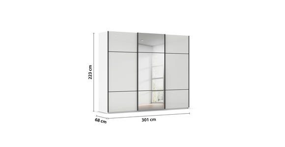 SCHWEBETÜRENSCHRANK 301/223/68 cm 3-türig Weiß - Schwarz/Weiß, KONVENTIONELL, Glas/Holzwerkstoff (301/223/68cm) - Novel