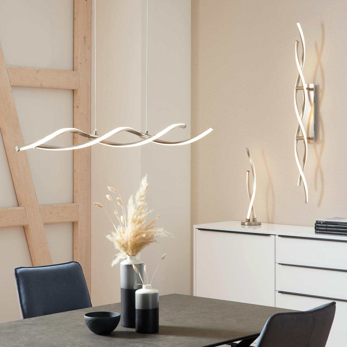 LED-HÄNGELEUCHTE 110/8/140 cm   - Nickelfarben, Design, Metall (110/8/140cm) - Paul Neuhaus