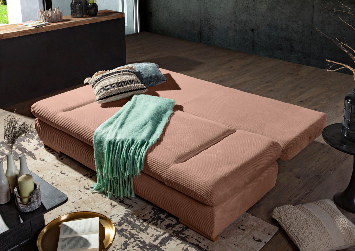 BÄDDSOFFA i manchester gammelrosa  - gammelrosa/naturfärgad, Klassisk, trä/textil (200/75/92cm) - Livetastic