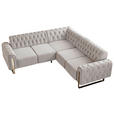 ECKSOFA  in Velours Beige  264/264 cm  - Beige/Goldfarben, KONVENTIONELL, Textil/Metall (264/264cm) - Carryhome