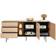 SIDEBOARD  in 197/83/41 cm  - Eichefarben/Schwarz, Basics, Glas/Holzwerkstoff (197/83/41cm) - Hom`in