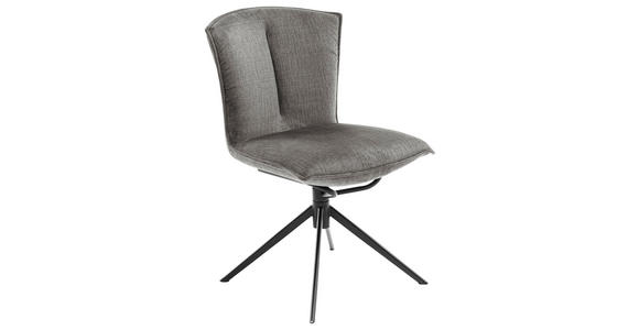 STUHL  , Wippfunktion, Sitzfläche 360° drehbar  , Velours  ,  - Anthrazit/Schwarz, Design, Textil/Metall (53/88/62cm) - Novel