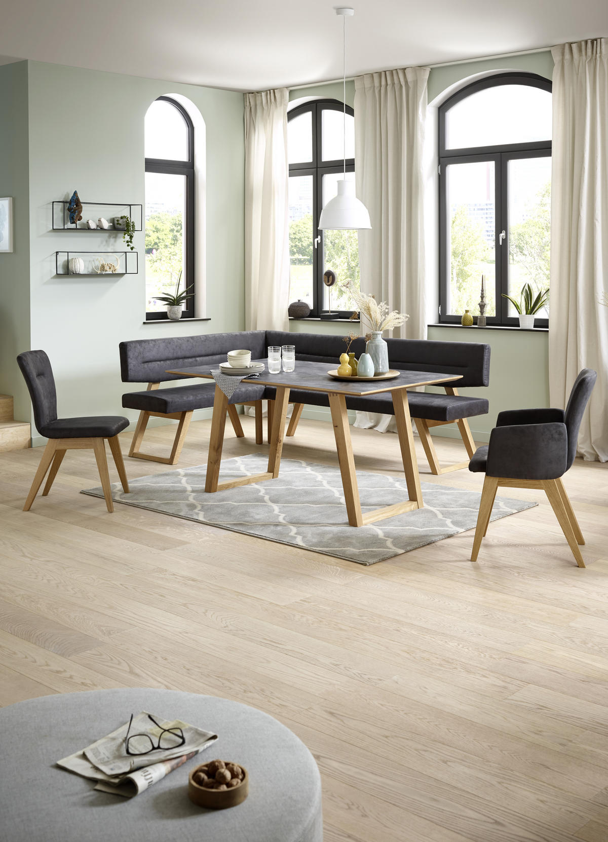 ESSTISCH in Holz, Kunststoff 220/100/76 cm  - Eichefarben/Grau, KONVENTIONELL, Holz/Kunststoff (220/100/76cm) - Dieter Knoll