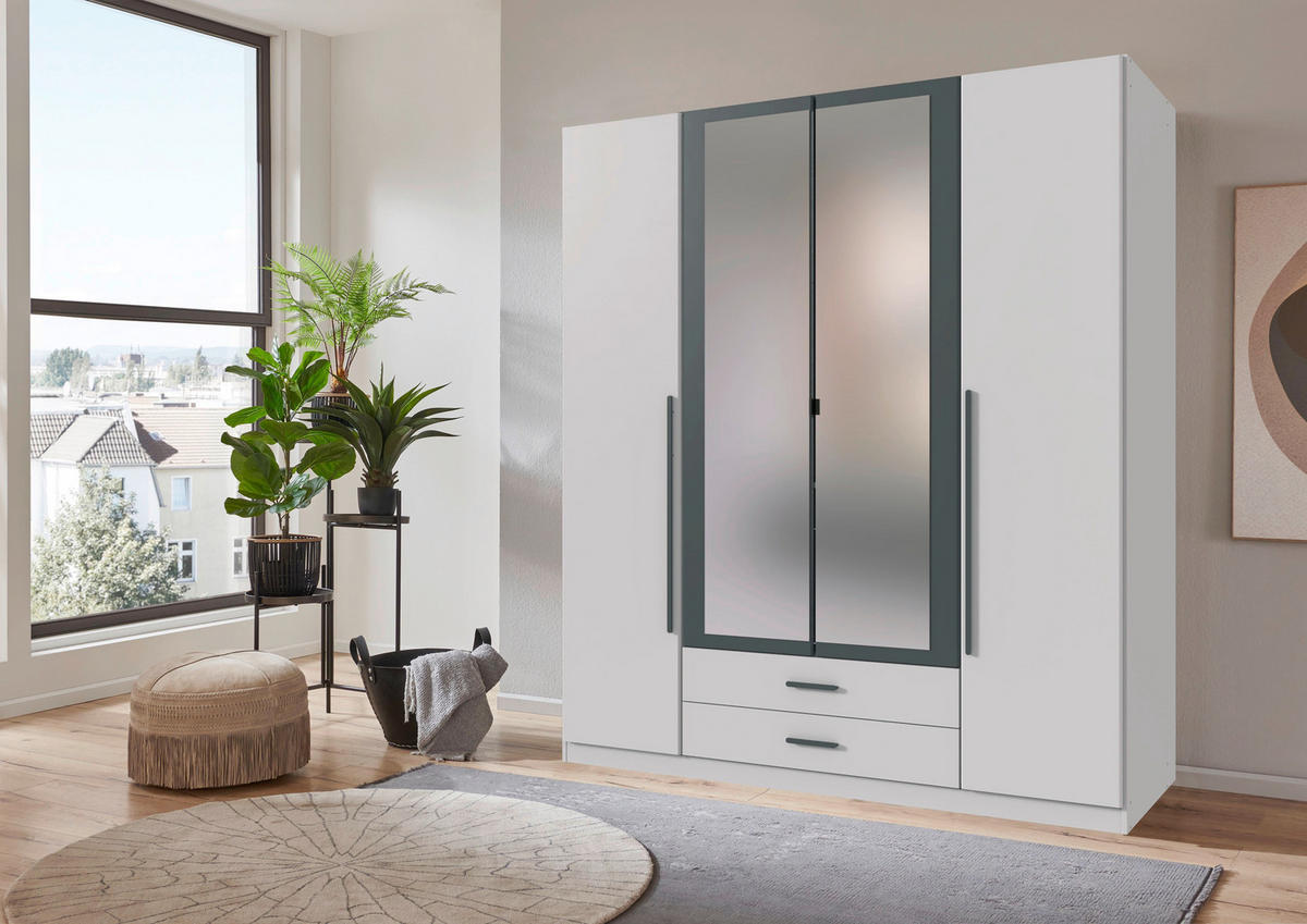 ORMAR S KLASIČNIM VRATIMA boje grafita, bijela   - bijela/boje grafita, Konvencionalno, staklo/drvni materijal (180/199/58cm) - Mömax