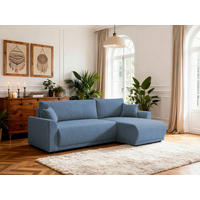 ECKSOFA KIMMY Blau Flachgewebe Zierkissen, Rückenkissen, Bettkasten  - Blau/Schwarz, Design, Kunststoff/Textil (233/146cm) - P & B