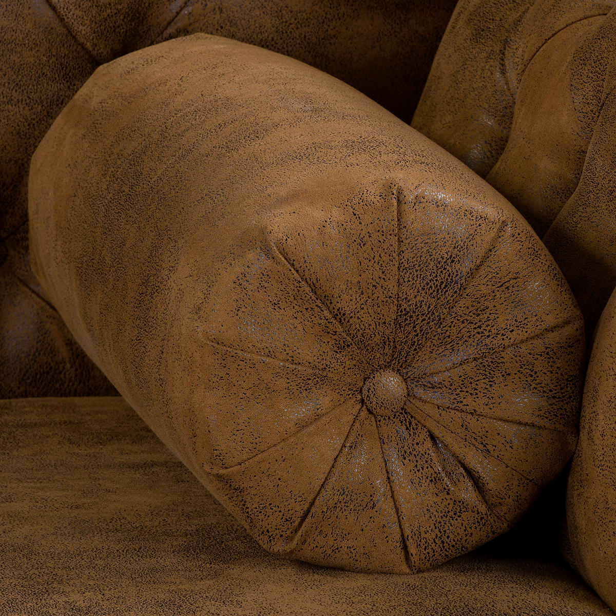 RÉCAMIERE Lederlook Cognac  - Cognac/Braun, Design, Holz/Textil (185/93/75cm) - Livetastic