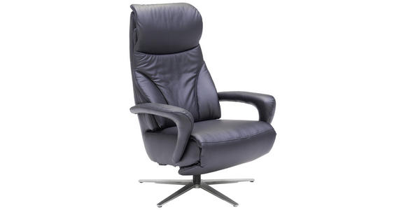 RELAXSESSEL in Leder Schwarz - Edelstahlfarben/Schwarz, Design, Leder/Metall (75/112/88cm) - Dieter Knoll