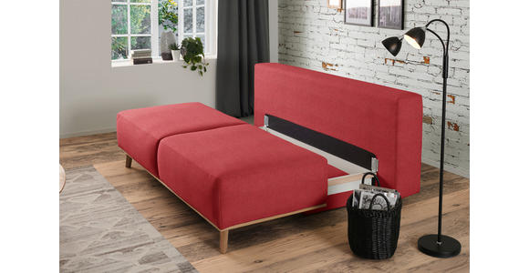 BOXSPRINGSOFA Rot  - Rot, Design, Holz/Textil (203/97/107cm) - Dieter Knoll