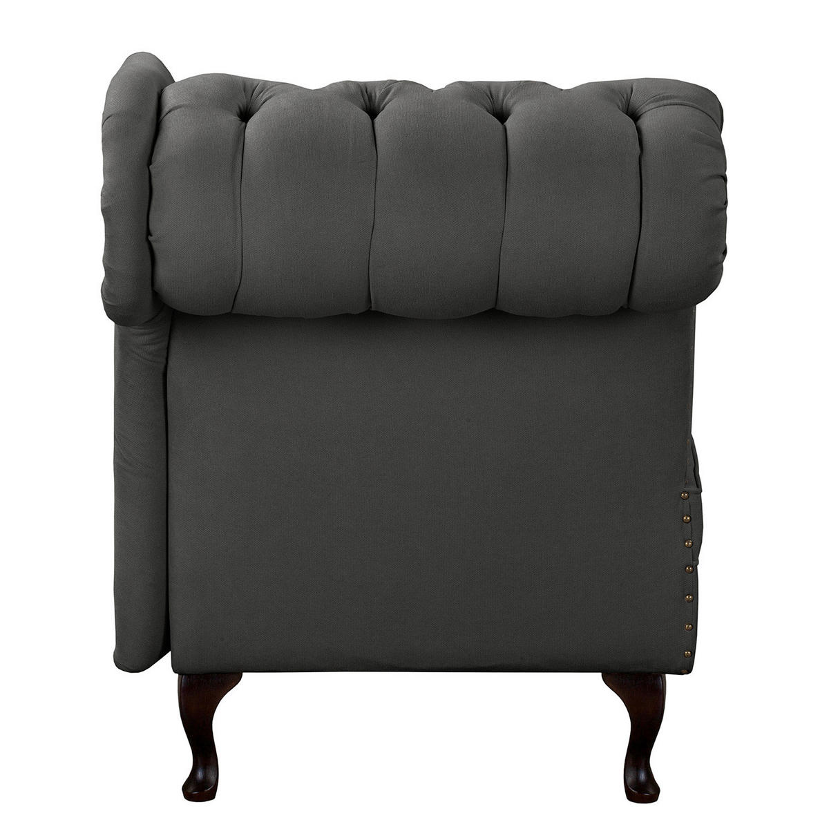 RÉCAMIERE Pako in Mikrofaser Dunkelgrau  - Dunkelgrau/Braun, Design, Holz/Textil (185/93/75cm) - Livetastic