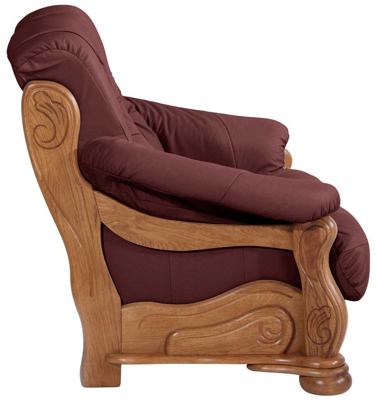SESSEL in Echtleder Rot  - Eichefarben/Rot, Lifestyle, Leder/Holz (104/95/95cm) - Max Winzer