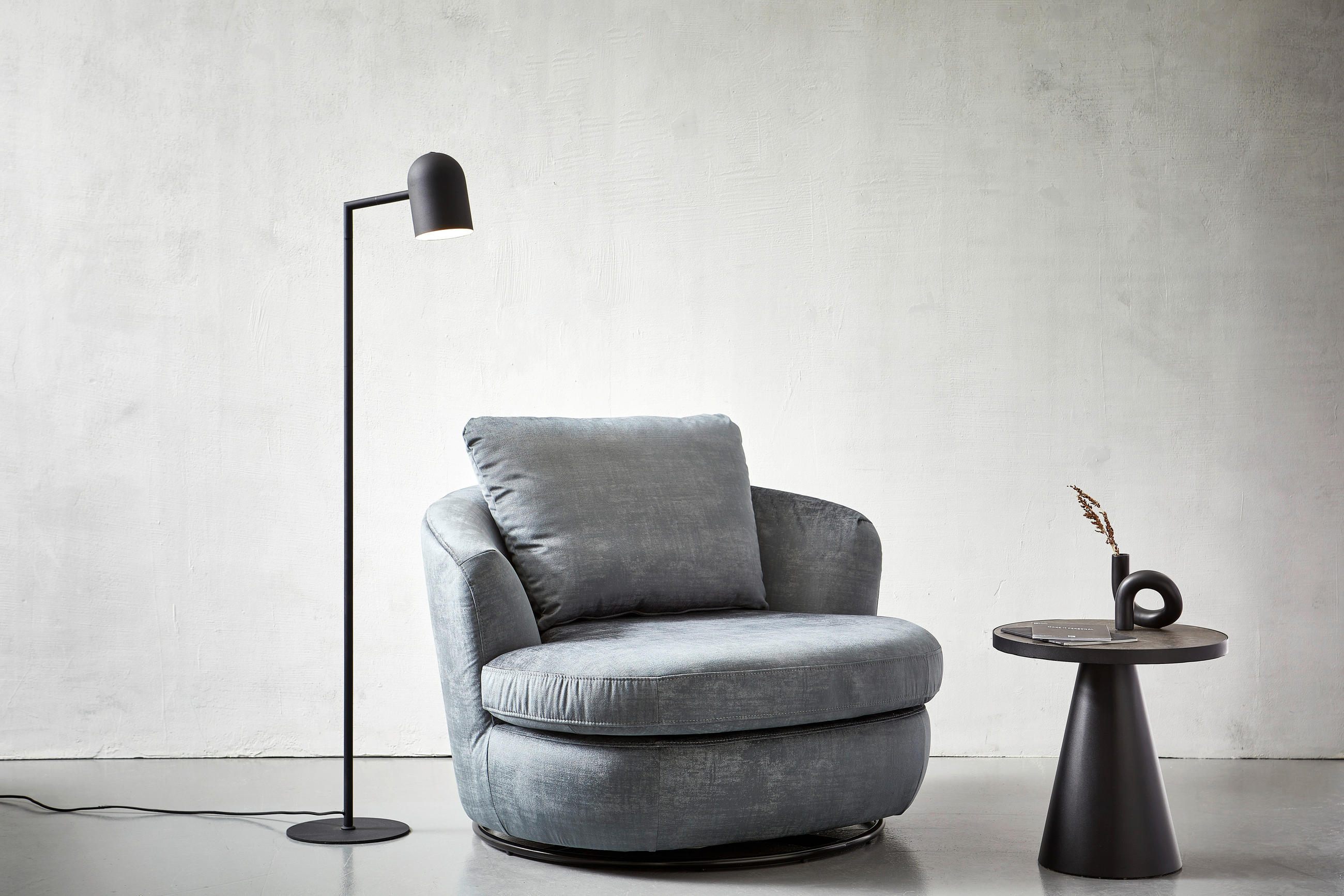 DESIGNSESSEL Flachgewebe Grau    - Edelstahlfarben/Grau, Trend, Textil/Metall (110/85/99cm) - Livetastic