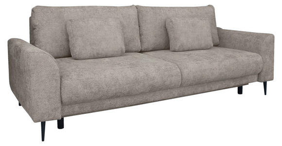 SCHLAFSOFA mit Liegefunktion, Schlafen auf Sitzhöhe, Rücken echt Chenille Greige - Greige/Schwarz, KONVENTIONELL, Textil/Metall (235/90/104cm) - Carryhome