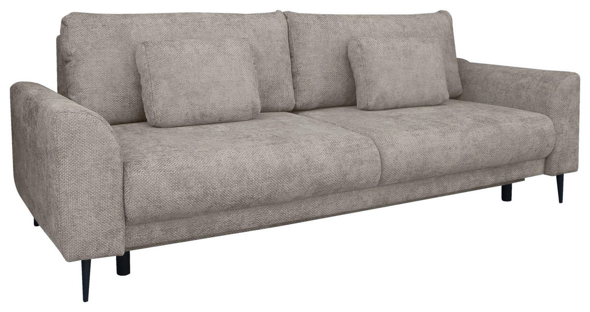 SCHLAFSOFA  mit Liegefunktion, Schlafen auf Sitzhöhe, Rücken echt Chenille Greige  - Greige/Schwarz, KONVENTIONELL, Textil/Metall (235/90/104cm) - Carryhome