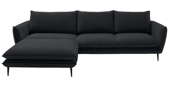 ECKSOFA  in Webstoff Schwarz  196/304 cm  - Schwarz, KONVENTIONELL, Textil/Metall (196/304cm) - Hom`in