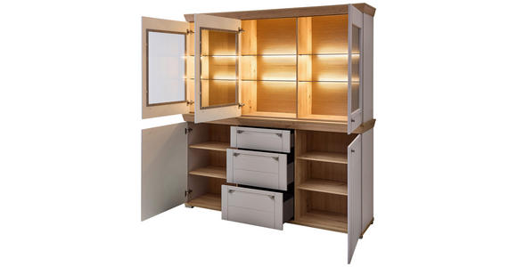 BUFFET 200/208/47 cm  in Kaschmir, Eiche Artisan  - Kaschmir/Eiche Artisan, ROMANTIK / LANDHAUS, Glas/Holzwerkstoff (200/208/47cm) - Landscape