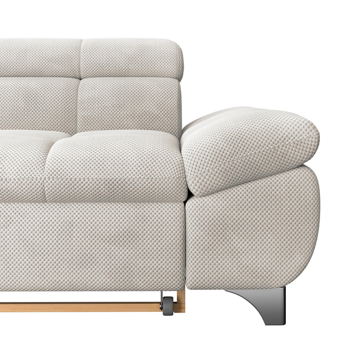 ECKSOFA Creme Chenille  - Chromfarben/Creme, KONVENTIONELL, Textil/Metall (234/312cm) - Livetastic