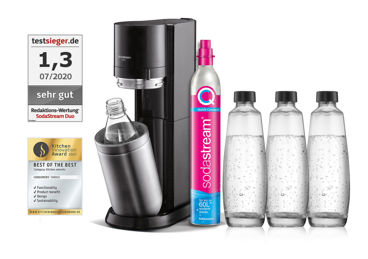 WASSERSPRUDLER Duo Titan Mega-Pack  - Titanfarben, KONVENTIONELL, Glas/Kunststoff (44cm) - SodaStream