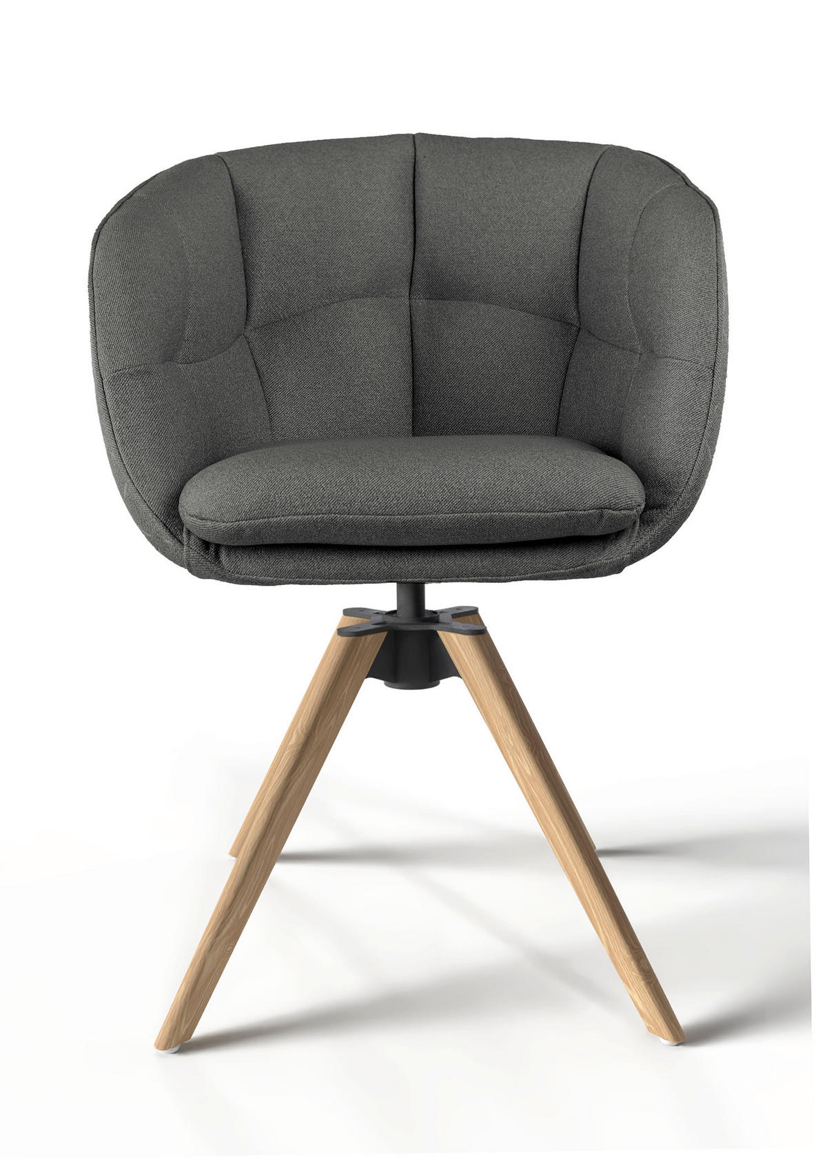 ARMLEHNSTUHL  Sitzfläche 360° drehbar, Gestellauswahl, ergonomische Rückenlehne, Stoff-/Lederauswahl Jacquard  Graphitfarben  - Eichefarben/Graphitfarben, Design, Holz/Textil (56/85/64cm) - Dieter Knoll