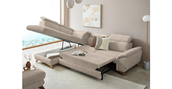 ECKSOFA in Bouclé Beige  - Eichefarben/Beige, MODERN, Holz/Textil (212/287cm) - Valnatura