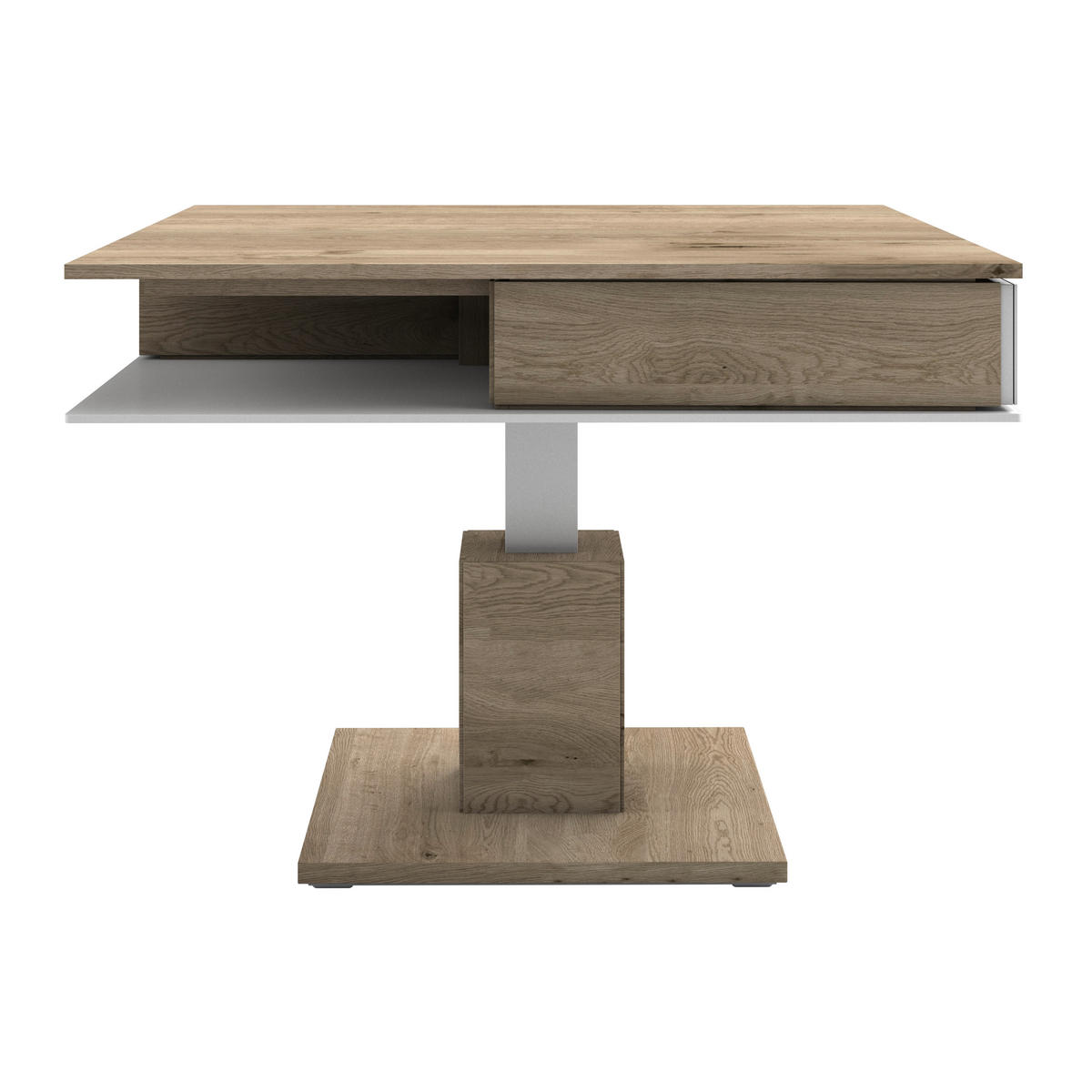 COUCHTISCH in Holz, Glas 90/90/46 cm  - Weiss/Eichefarben, Design, Glas/Holz (90/90/46cm) - Voglauer