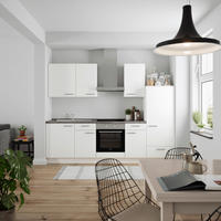 KÜCHENBLOCK Touch 270 cm  in Weiß, Schieferfarben  - Schieferfarben/Edelstahlfarben, MODERN, Holzwerkstoff/Metall (270cm) - Nobilia