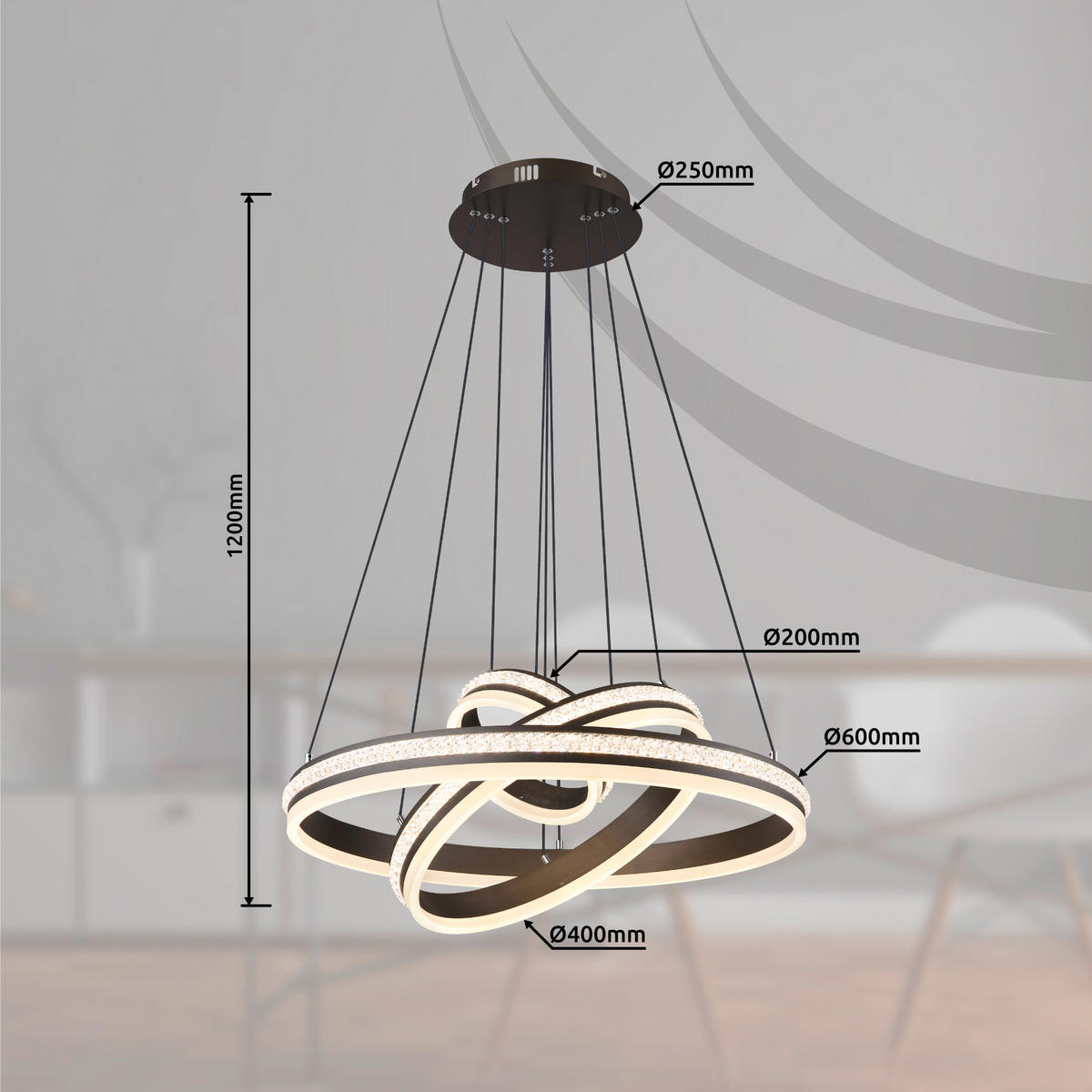 VISEČA LED-SVETILKA   //2700-6000 K/230 V/ - barve titana/opal, Design, kovina/umetna masa (60/120cm) - Globo
