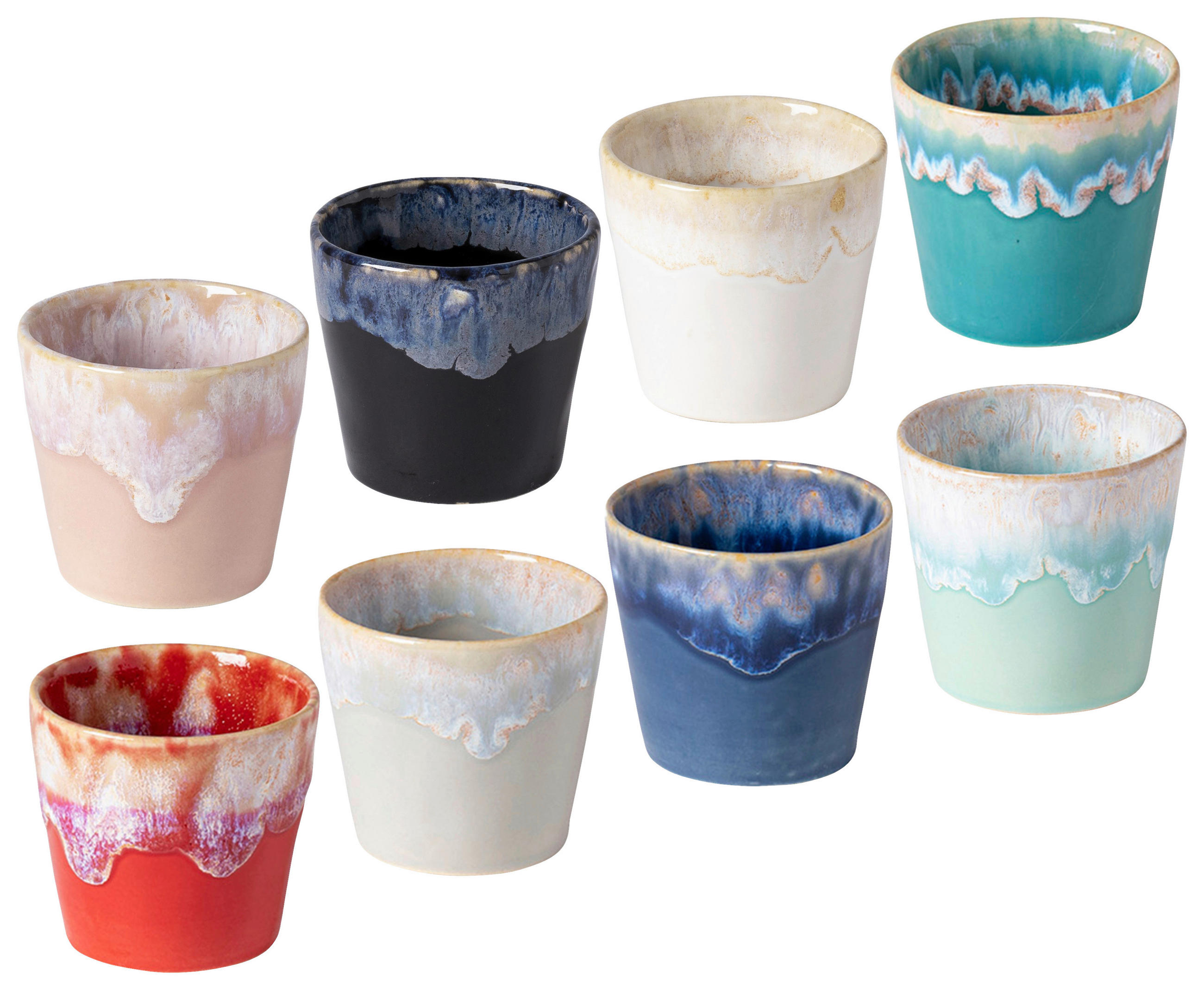 TASSENSET GRESPRESSO 8-teilig  - Türkis/Blau, Basics, Keramik/Holz - Costa Nova