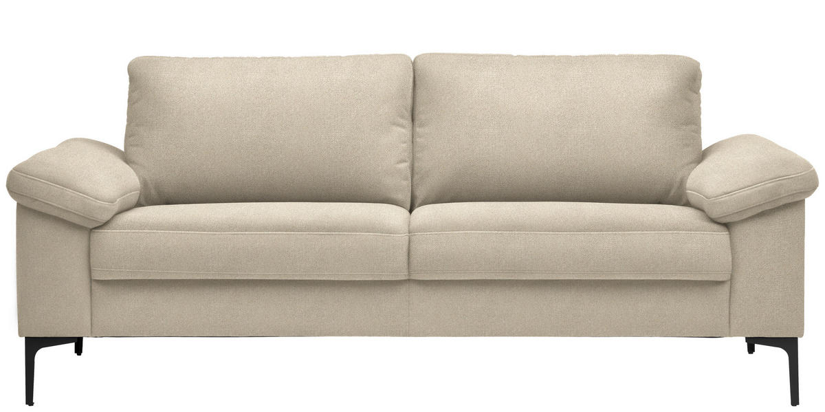 2,5-SITZER Flachgewebe Beige  - Beige/Schwarz, Design, Textil/Metall (206/86/97cm) - Pure Home Lifestyle