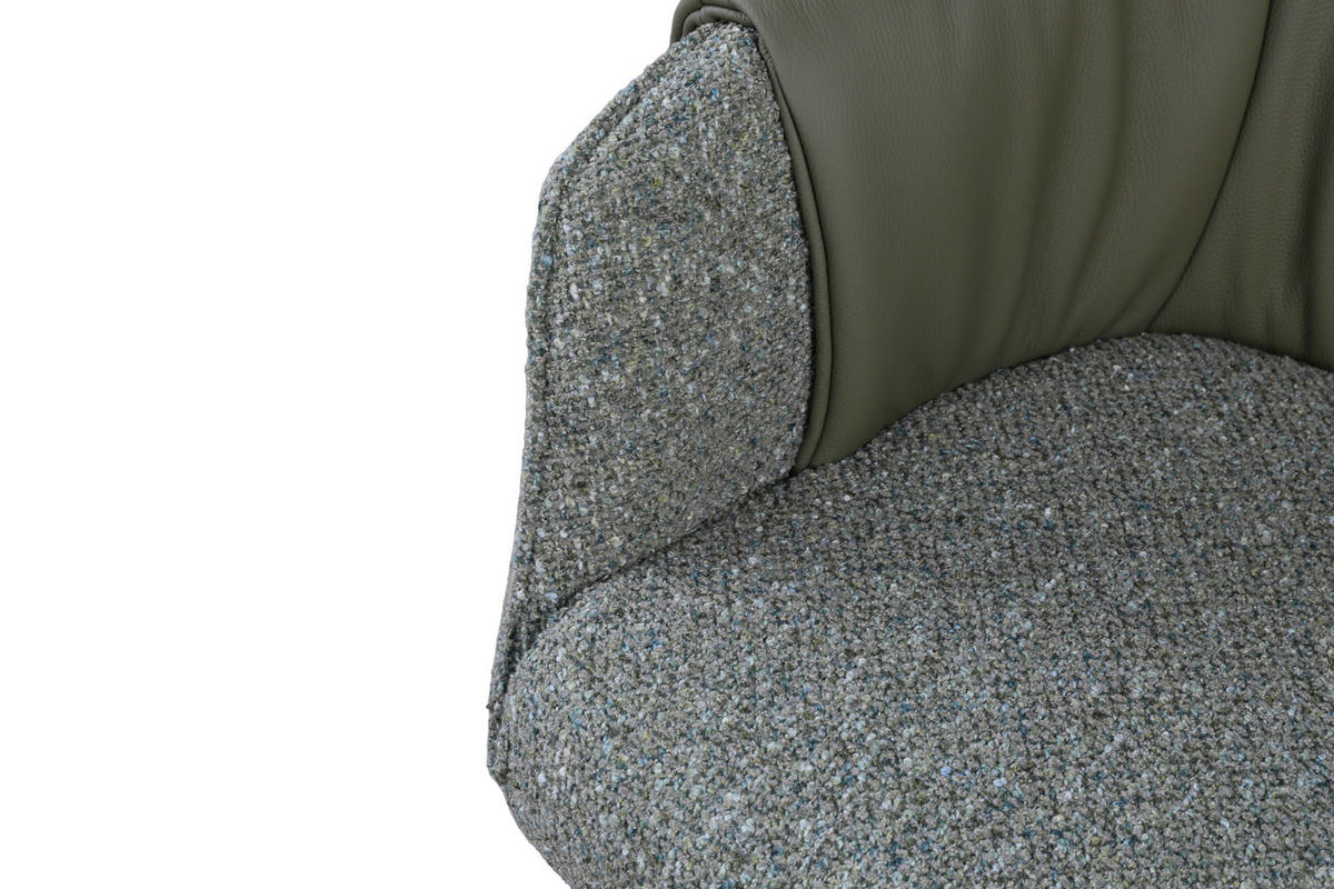 ARMLEHNSTUHL  Sitzfläche 360° drehbar, automatische Rückholfunktion Leinenoptik Echtleder  Grün, Schwarz  - Schwarz/Grün, Design, Leder/Textil (68,5/83/65,5cm) - Carryhome