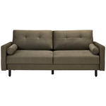 SCHLAFSOFA Samt Olivgrün  - Schwarz/Olivgrün, KONVENTIONELL, Holz/Textil (220/95/98cm) - Carryhome