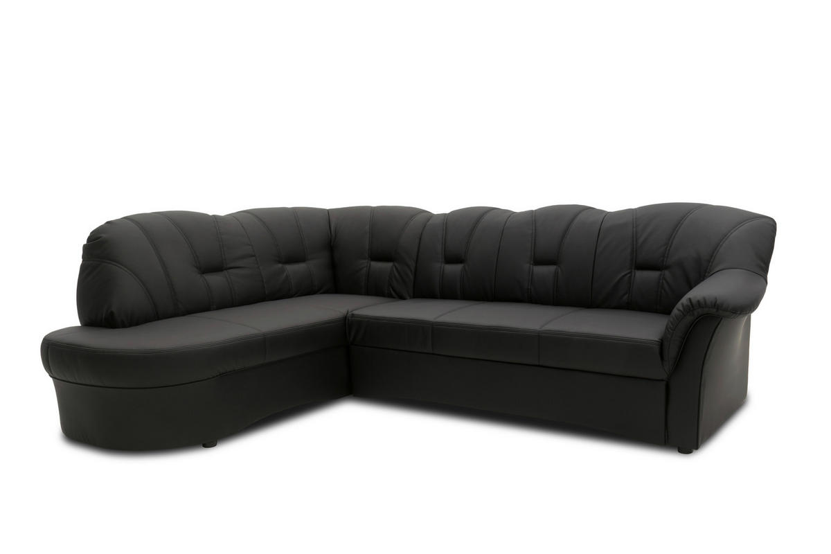 ECKSOFA in Lederlook Schwarz  180/243 cm  - Schwarz, KONVENTIONELL, Kunststoff/Textil (180/243cm) - MID.YOU