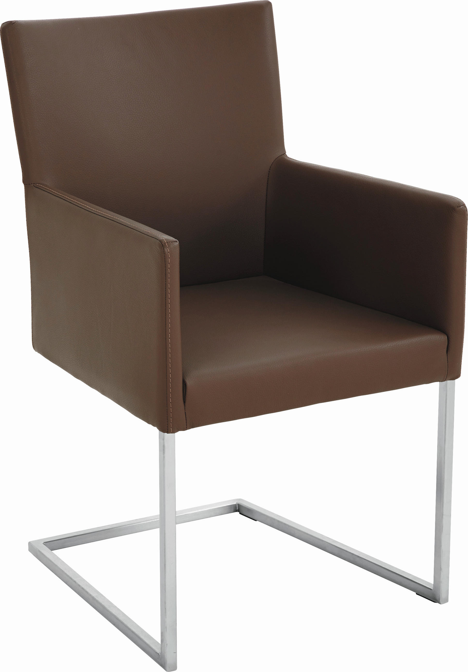 ARMLEHNSTUHL  in Edelstahl Echtleder pigmentiert  - Edelstahlfarben/Braun, Design, Leder/Metall (54/90,5/63cm) - Bert Plantagie