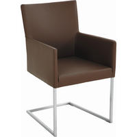 ARMLEHNSTUHL  in Edelstahl Echtleder pigmentiert  - Edelstahlfarben/Braun, Design, Leder/Metall (54/90,5/63cm) - Bert Plantagie