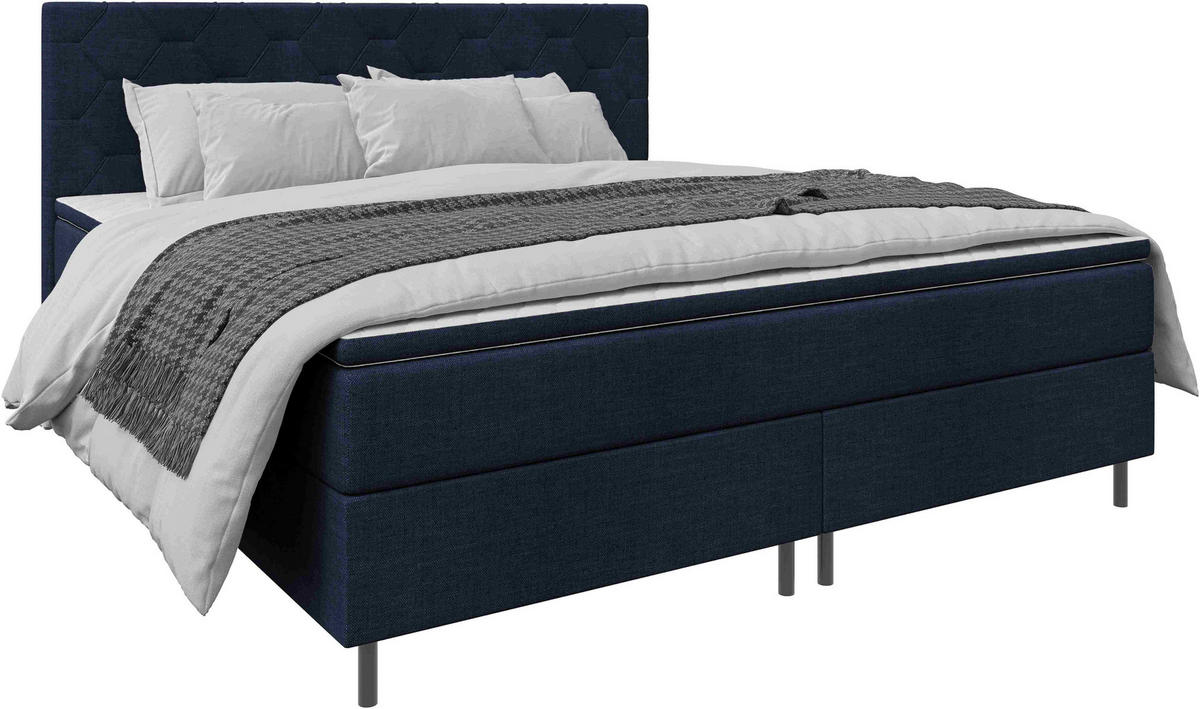 BOXSPRINGBETT 140/200 cm  Dunkelblau  - Schwarz/Dunkelblau, Konventionell, Textil/Metall (140/200cm) - Chameo