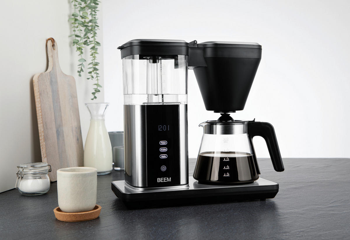 FILTERKAFFEEMASCHINE  - Edelstahlfarben/Schwarz, Trend, Glas/Kunststoff (40/21/40cm) - Beem