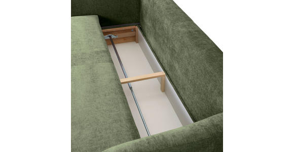 SCHLAFSOFA  mit Liegefunktion, Schlafen auf Sitzhöhe, Rücken echt Flachgewebe Olivgrün  - Schwarz/Olivgrün, KONVENTIONELL, Kunststoff/Textil (250/74/108cm) - Carryhome