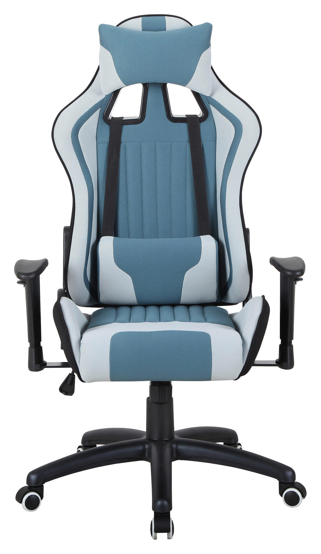 GAMING STOL kovina, umetna masa, tekstil črna, svetlo siva, svetlo modra - svetlo modra/črna, Design, kovina/umetna masa (68/120-130/57cm) - Hom`in
