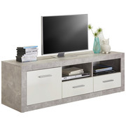 MEDIABÄNK - vit/alufärgad, Design, träbaserade material/plast (147/49/45cm) - Carryhome