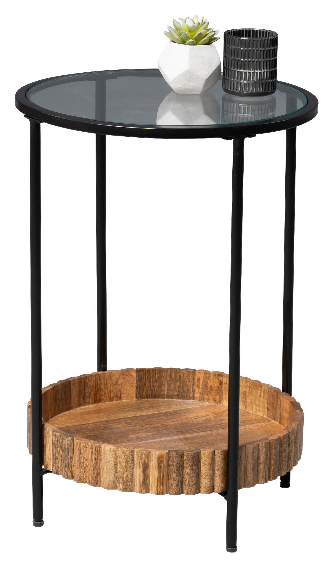 BEISTELLTISCH 44/44/62 cm Mangoholz Braun rund  - Schwarz/Braun, Design, Glas/Holz (44/44/62cm) - Landscape