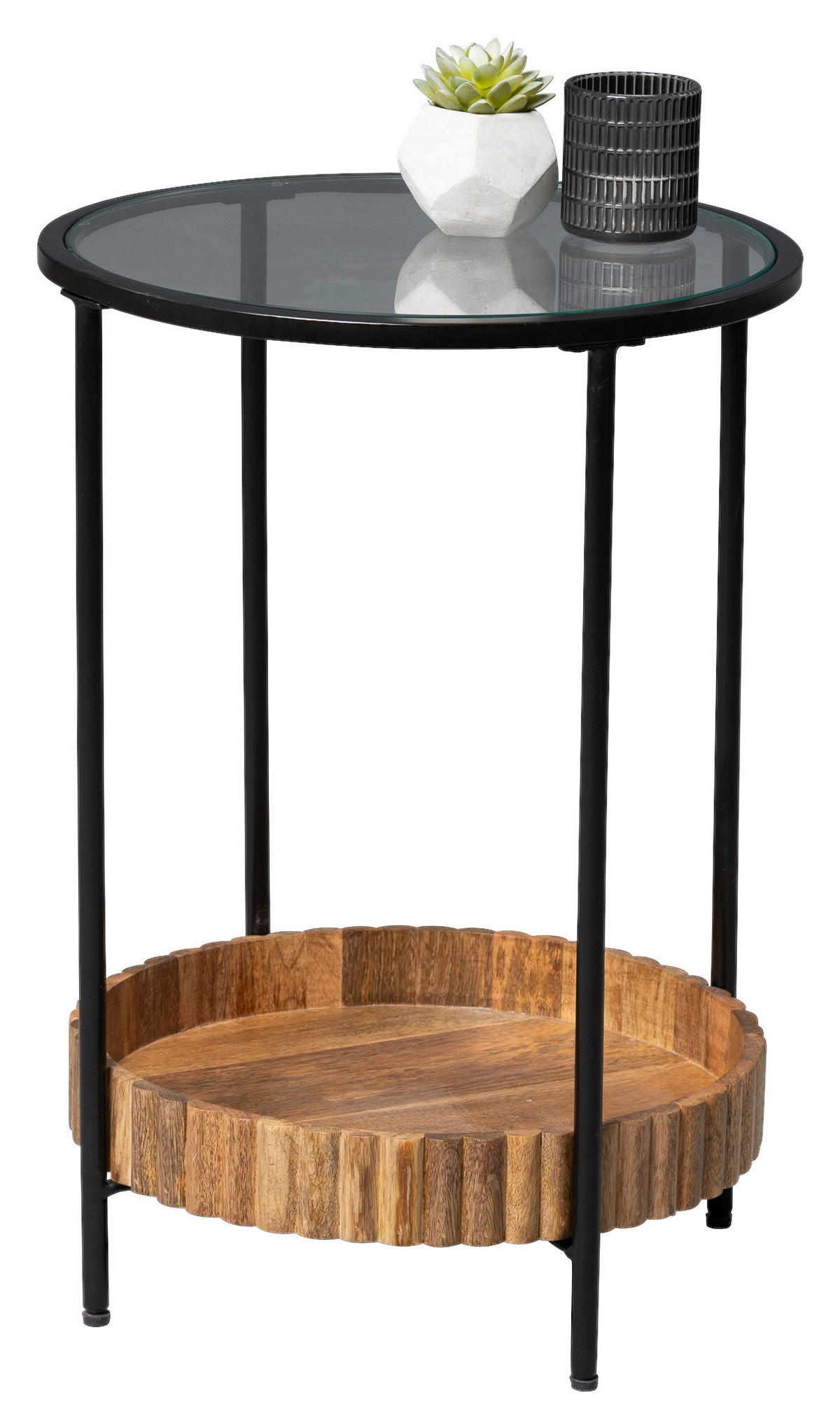 BEISTELLTISCH 44/44/62 cm Mangoholz Braun rund  - Schwarz/Braun, Design, Glas/Holz (44/44/62cm) - Landscape