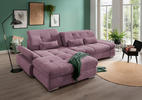ECKSOFA Brombeere Chenille  - Chromfarben/Brombeere, Design, Textil/Metall (196/86-101/300cm) - Livetastic