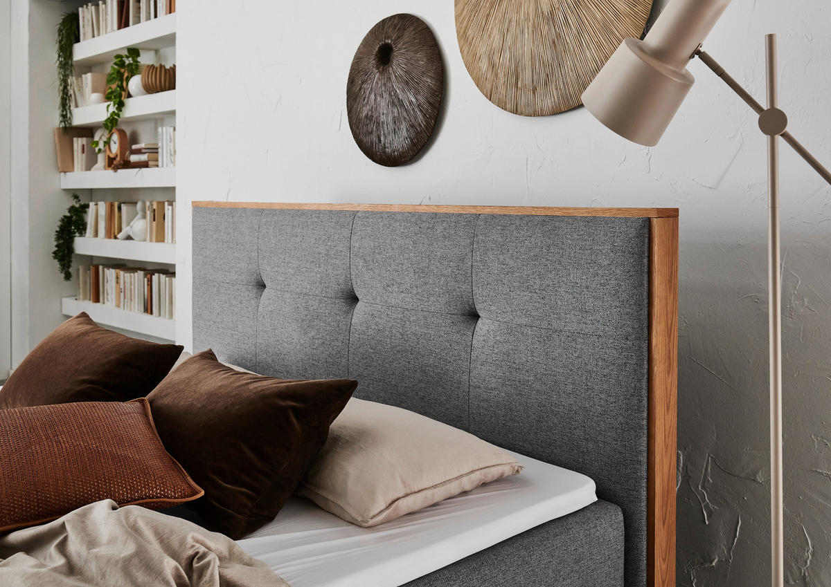 BOXBETT 180/200 cm  in Grau  - Eichefarben/Grau, Basics, Holzwerkstoff/Textil (180/200cm) - Boxxx