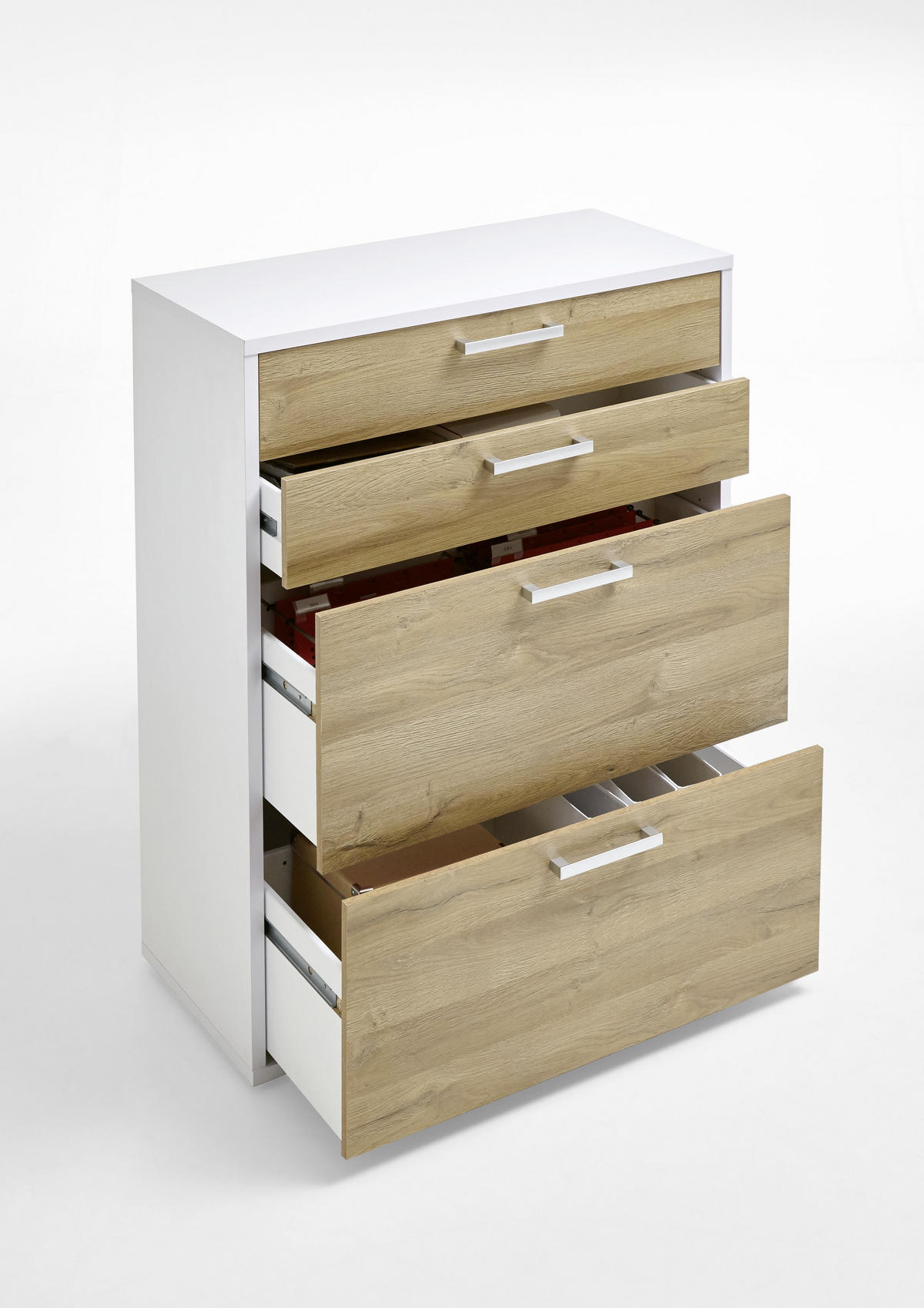 SCHUBLADENSET - Chromfarben/Alteiche, MODERN, Holzwerkstoff/Kunststoff (84,0/106,0/34,5cm) - Carryhome